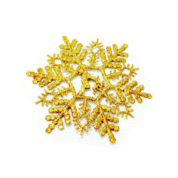 6Pcs Snowflakes Christmas 14Cm Plastic Glitter Flake Ornaments Tree Pendant