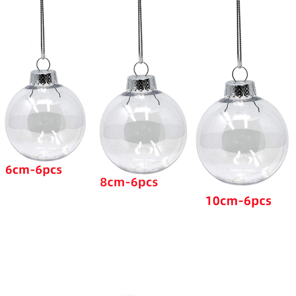 6Pcs Transparent Plastic Christmas Bauble Ball Tree Decorations Seasonal Decorations