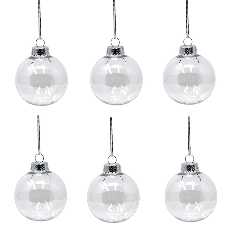 6Pcs Transparent Plastic Christmas Bauble Ball Tree Decorations Seasonal Decorations