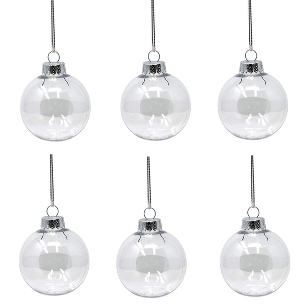 6Pcs Transparent Plastic Christmas Bauble Ball Tree Decorations Seasonal Decorations