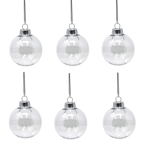 6Pcs Transparent Plastic Christmas Bauble Ball Tree Decorations Seasonal Decorations