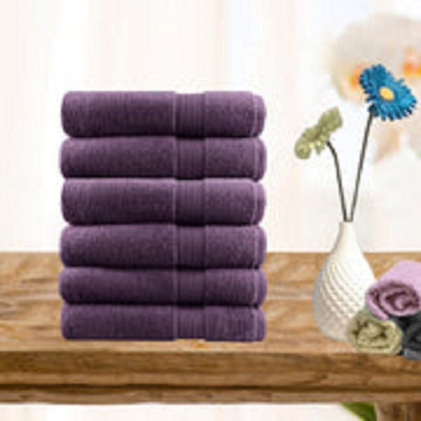 6 Piece Ultra Light Cotton Face Washers In Aubergine Comforter Sets Queen