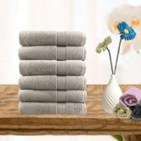 6 Piece Ultra Light Cotton Face Washers In Beige Towels & Washcloths