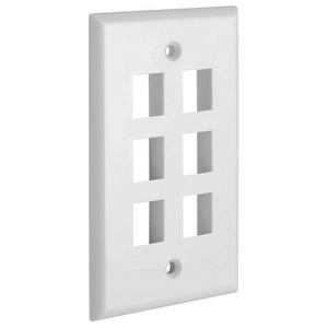 6 Port Quickport Outlet Wall Plate Face Plate, Six Gang White