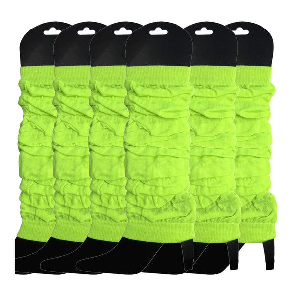 6X Knitted Womens Neon Party Ankle Fluro Dance Costume 80S Bulk Black Leg Warmers