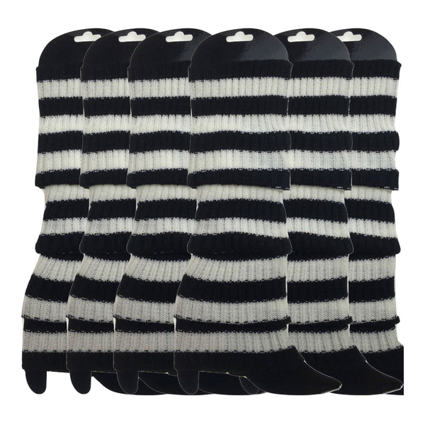 6X Womens Disco Winter Knit Dance Party Crochet Legging Socks Costume Black Leg Warmers