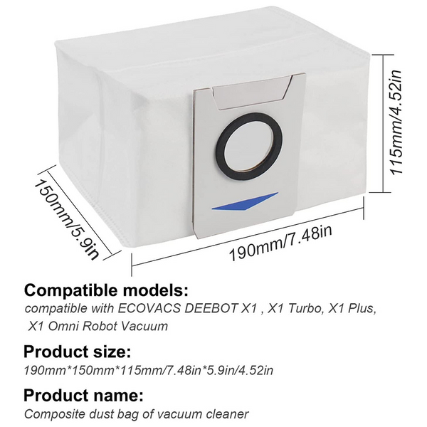 Hygieia 6 X Auto Empty Station Dust Bags For Ecovacs Deebot X1 Omni Series Robots Vacuum Cleaner Parts