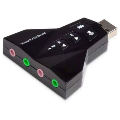 7.1 Channel Usb 3D Audio Adapter External Stereo Sound Card With 3.5Mm Headphone Black