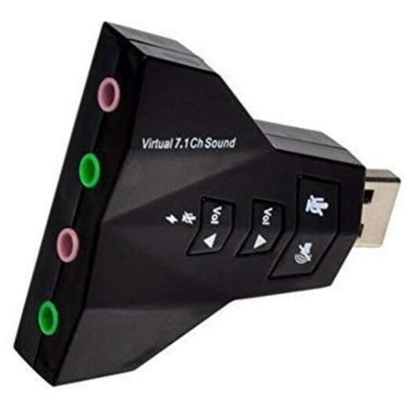 7.1 Channel Usb 3D Audio Adapter External Stereo Sound Card With 3.5Mm Headphone Black