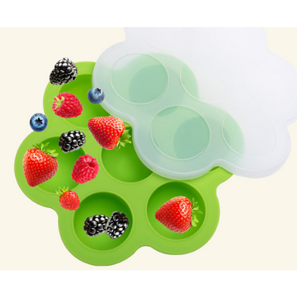 7 Hole Silicone Baby Food Supplement Storage Box Sealed Fresh Ice Tray Mold
