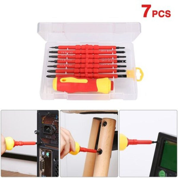 7 In 1 Insulated Screwdriver Set With 380V Handle Double Head Bit United States Red Screwdrivers & Nutdrivers