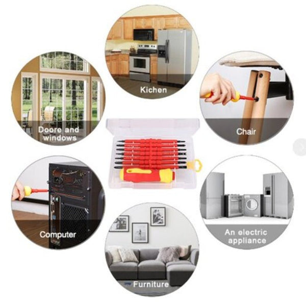 7 In 1 Insulated Screwdriver Set With 380V Handle Double Head Bit United States Red Screwdrivers & Nutdrivers