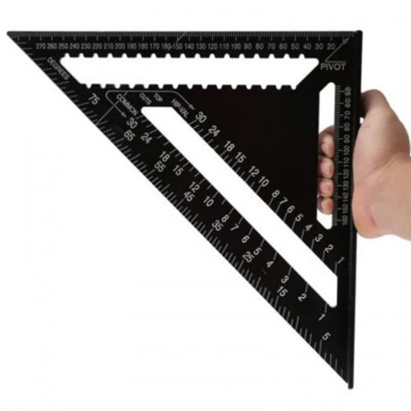7 Inch Triangle Ruler Aluminium Alloy Carpenter Metric Angle Square Woodworking Tools