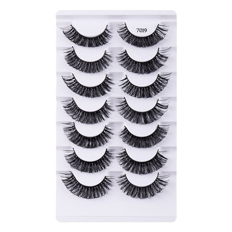 7 Pairs Of D-Curved Natural Curling False Eyelashes Air Feeling Faux Lashes