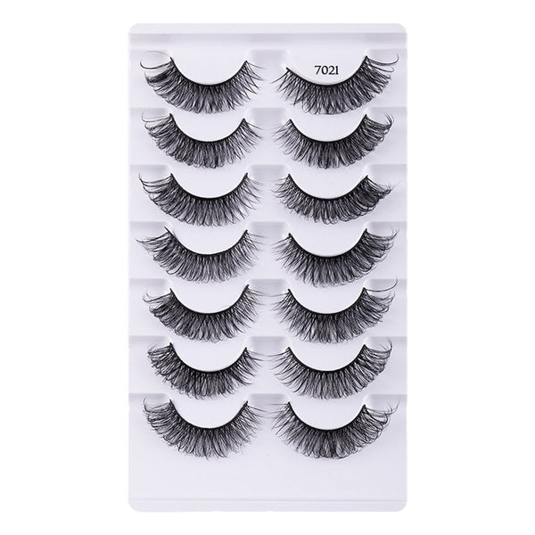 7 Pairs Of D-Curved Natural Curling False Eyelashes Air Feeling Faux Lashes