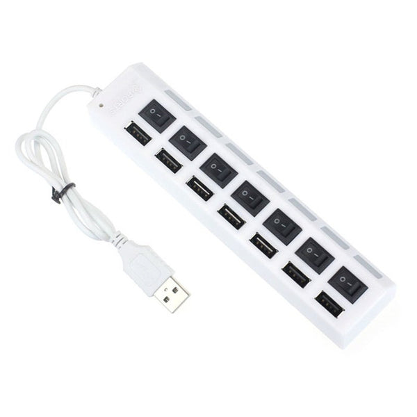 7 Port Usb 2.0 Hub Adapter With On/Off Switch White Usb Cables Hubs & Adapters