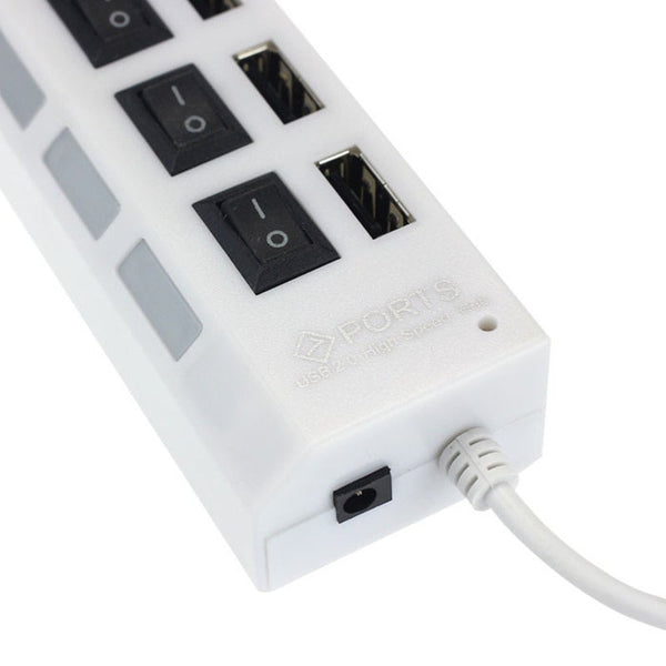7 Port Usb 2.0 Hub Adapter With On/Off Switch White Usb Cables Hubs & Adapters