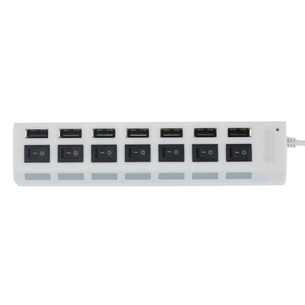 7 Port Usb 2.0 Hub Adapter With On/Off Switch White Usb Cables Hubs & Adapters