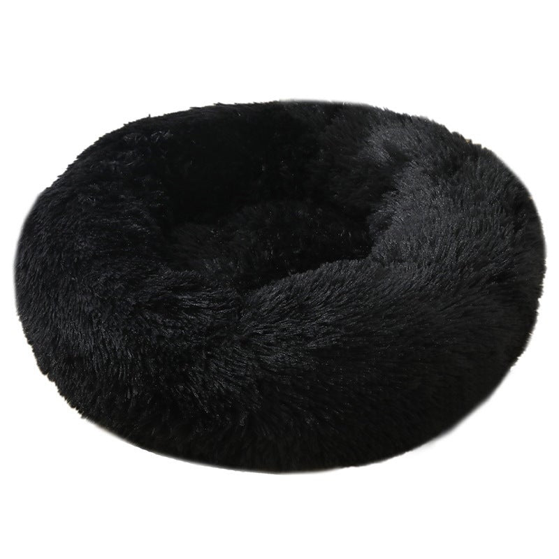 70 X 70Cm Soft Fluffy Pet Dog Cat Round Bed Black Pet Beds