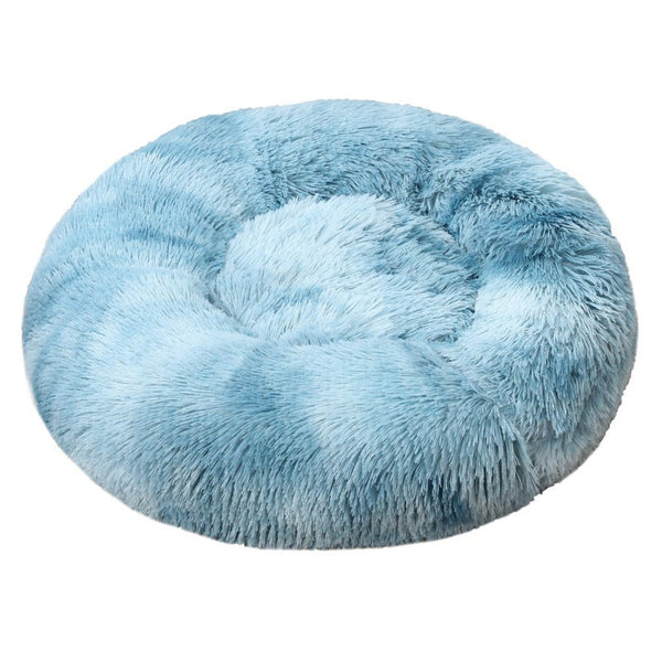 70 X 70Cm Soft Fluffy Pet Dog Cat Round Bed Blue Light Tie Dye Pet Beds