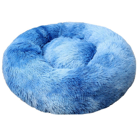 70 X 70Cm Soft Fluffy Pet Dog Cat Round Bed Blue Dark Tie Dye