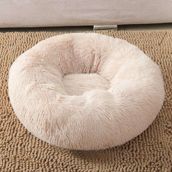 70X70cm Soft Fluffy Pet Dog Cat Round Bed Cushion Beige Pet Beds