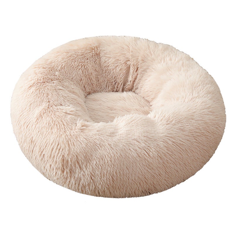 70X70cm Soft Fluffy Pet Dog Cat Round Bed Cushion Beige Pet Beds
