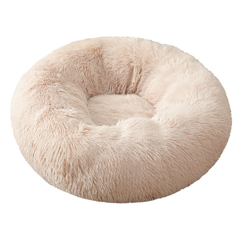70X70cm Soft Fluffy Pet Dog Cat Round Bed Cushion Beige Pet Beds