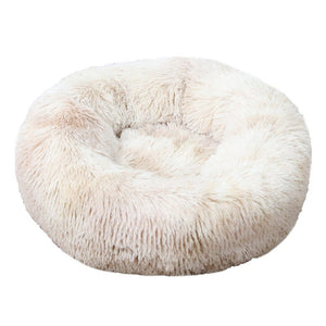 70X70cm Soft Fluffy Pet Dog Cat Round Bed Cushion Tie Dye Cream