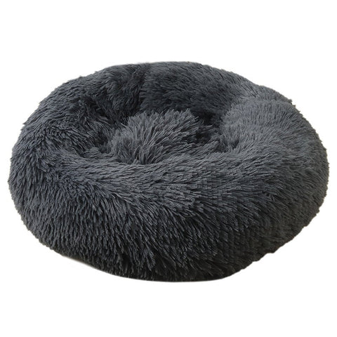 70 X 70Cm Soft Fluffy Pet Dog Cat Round Bed Grey Black