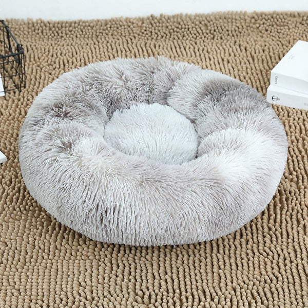 70 X 70Cm Soft Fluffy Pet Dog Cat Round Bed Grey Tie Dye Pet Beds