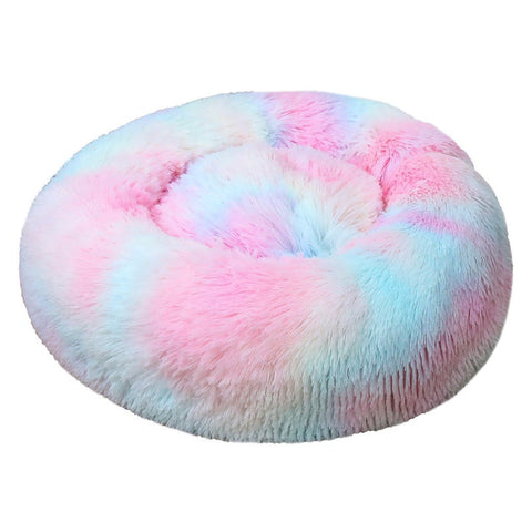70 X 70Cm Soft Fluffy Pet Dog Cat Round Bed Rainbow Pet Beds