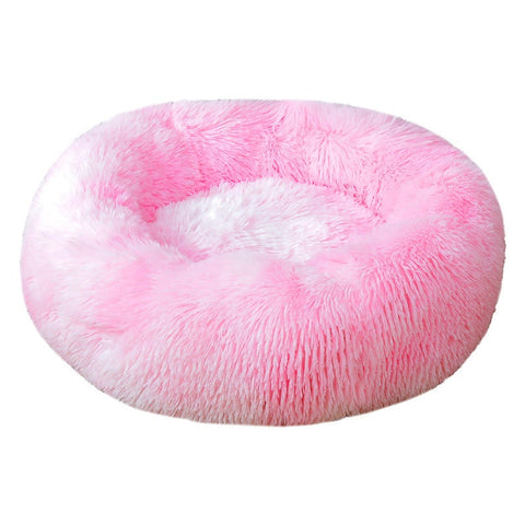 70X70cm Soft Fluffy Pet Dog Cat Round Bed Cushion Tie Dye Pink