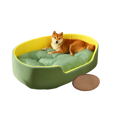 Pet Bed Green Small With Cooling Pad Double Sided Dog Mat Kennel Soft Fleece Sofa Pet Beds