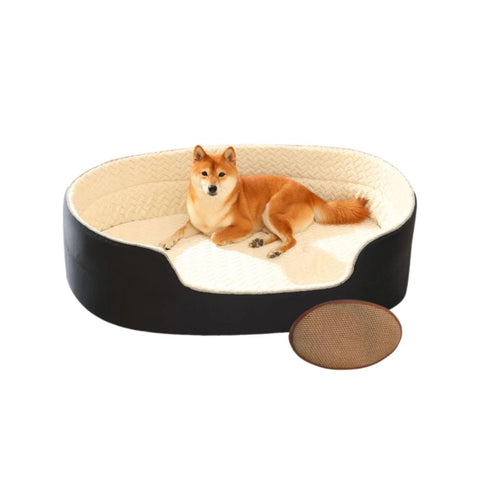 Pet Bed Black White With Cooling Pad Double Sided Dog Mat Kennel Soft Fleece Sofa Pet Beds