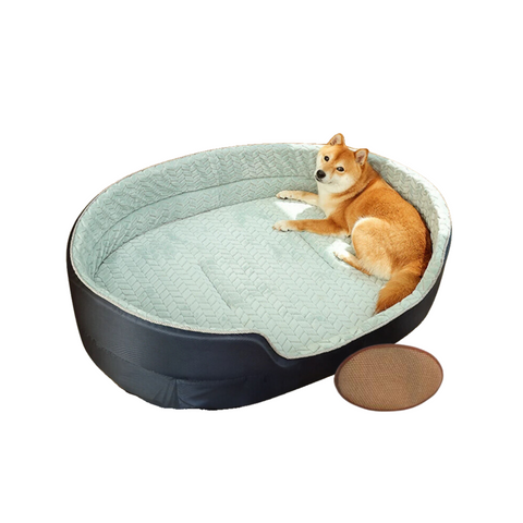 Pet Bed Black Blue With Cooling Pad Double Sided Dog Mat Kennel Soft Fleece Sofa Pet Beds