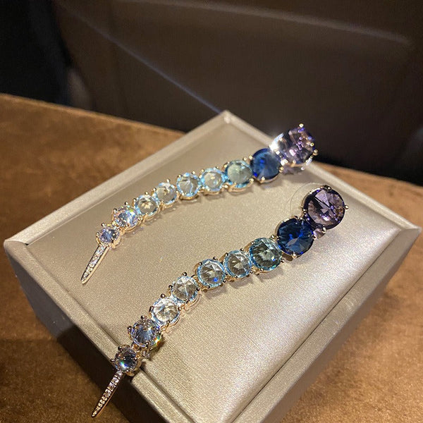 Veile Studios Elegant High End Fashion Jewellery For Women With Blue Diamonds And Copper Design Earrings