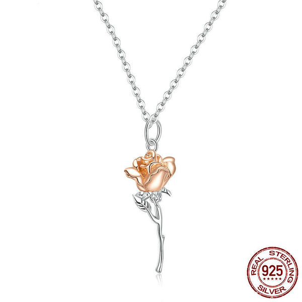 Rose Necklace Pendant S925 Pure Silver Flower Accessory Necklaces & Pendants