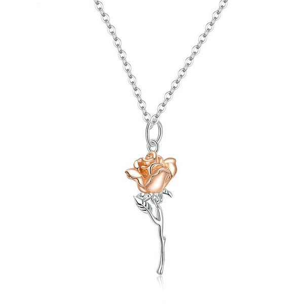 Rose Necklace Pendant S925 Pure Silver Flower Accessory Necklaces & Pendants