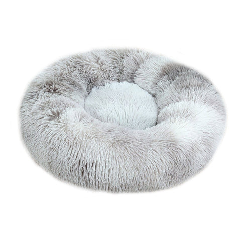 70 X 70Cm Soft Fluffy Pet Dog Cat Round Bed Grey Tie Dye Pet Beds