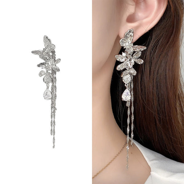 Veile Studios Temperament High End Butterfly Tassel For Women In Fresh And Sweet Style Earrings