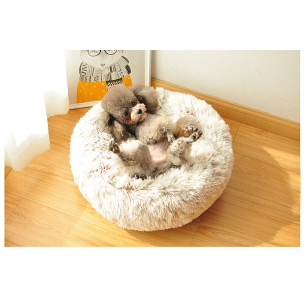 70X70cm Soft Fluffy Pet Dog Cat Round Bed Cushion Tie Dye Cream Pet Beds