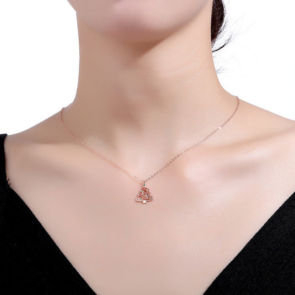 Veile Studios S925 Elk Christmas Tree Necklace Fashion Style Zircon Clavicle Chain Jewelry Necklaces & Pendants