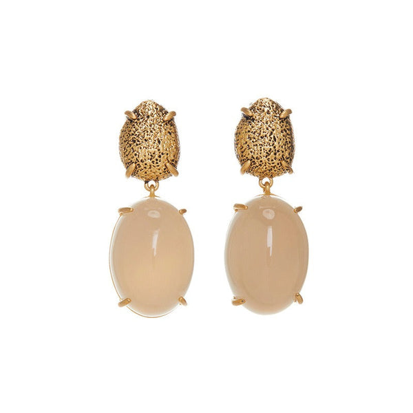 Veile Studios Niche Design French Lazy Retro Long In 18K Matte Gold Finish Earrings