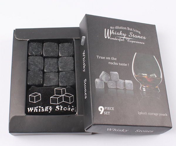 Whisky Stones Marble Granite 9 Pcs Set With Pouch Reusable Ice Cube For Beverage Ice Cubes Trays & Moulds