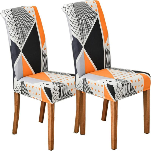 Chair Cover Orange Pattern Design With Anti Dirt Elastic Material For Slipcovers