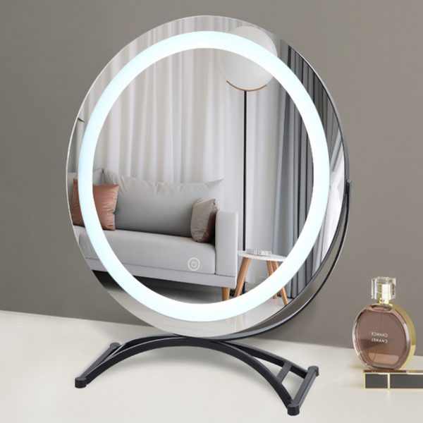 Round Black Dressing Table Makeup Mirror Desktop Led Light Dressers & Chests Of Drawers