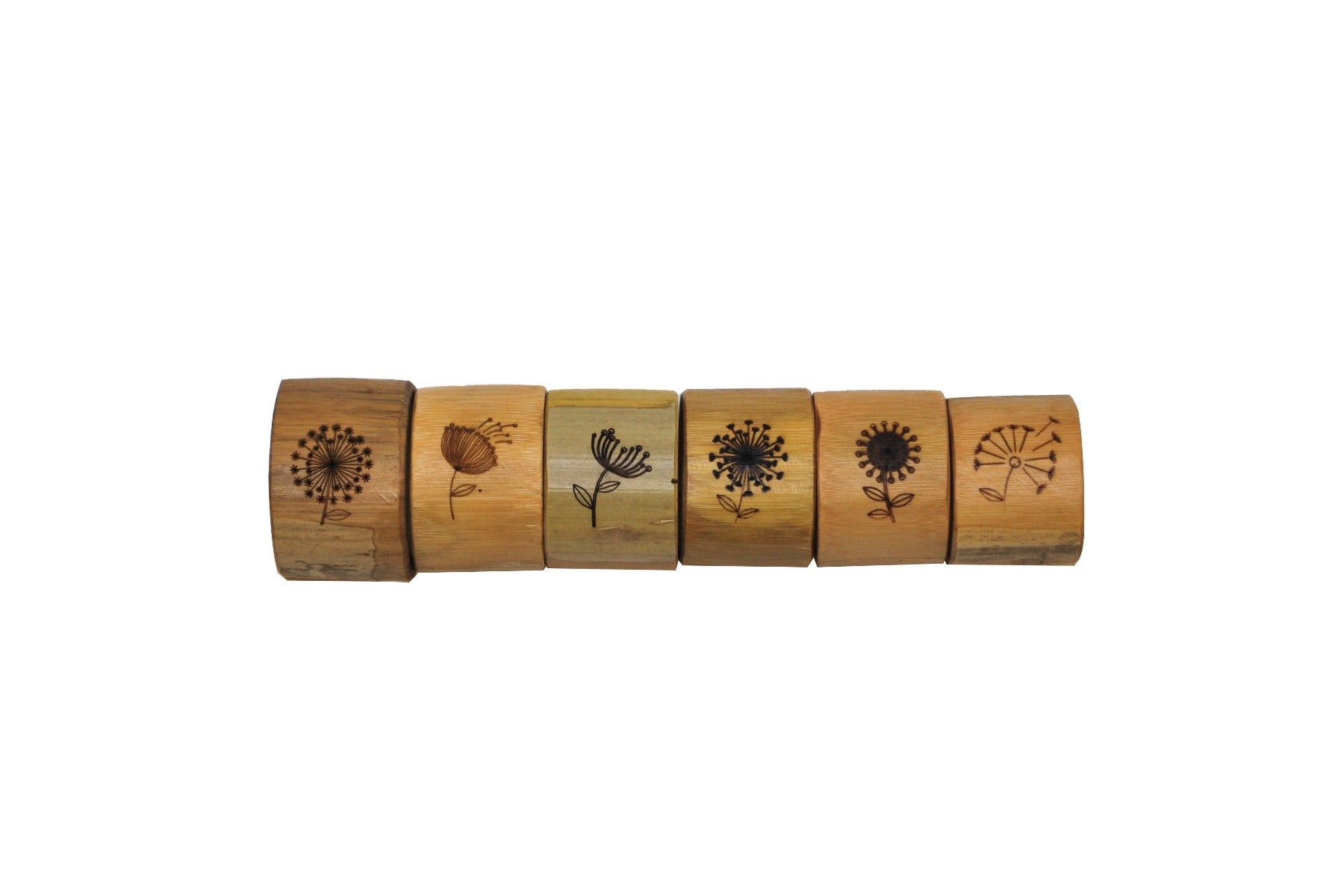 Set Of 6 Bamboo Napkin Ring Living And Dinning Napkin Rings & Holders