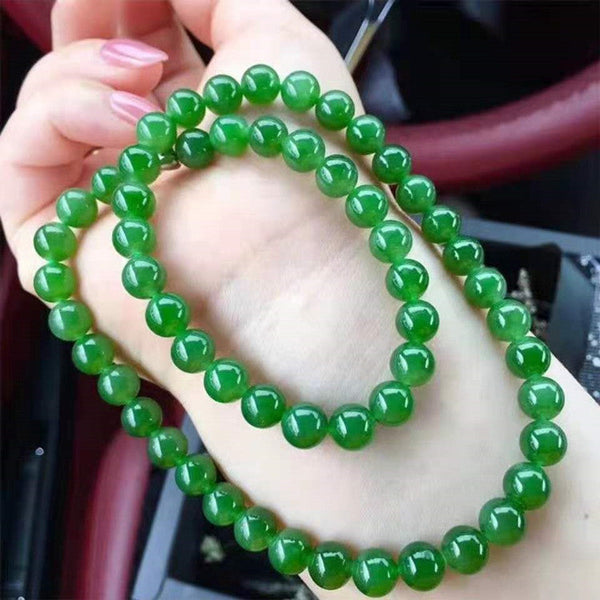 Hetian Biyu Necklace Spinach Green Jade Round Bead Style Taiwan Necklaces & Pendants
