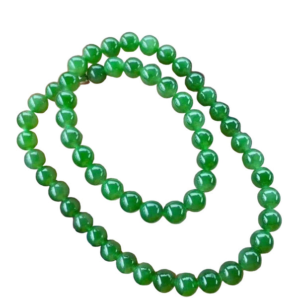 Hetian Biyu Necklace Spinach Green Jade Round Bead Style Taiwan Necklaces & Pendants